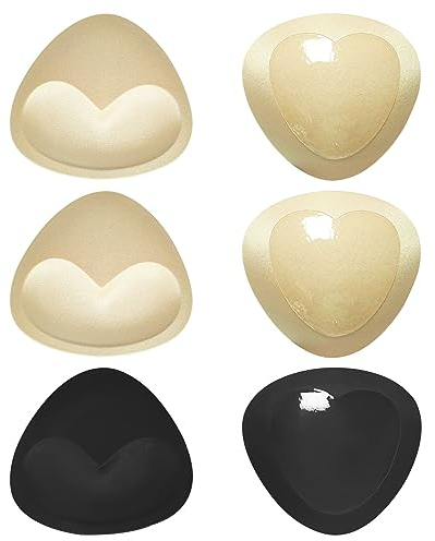 MIVAIUN 3 Paia Imbottiture Autoadesive Reggiseno Inserti, Rilievi del Reggiseno Rimovibili, Coppe Adesive Seno Push Up, Cuscinetti triangolari in Schiuma, per Bikini, Top
