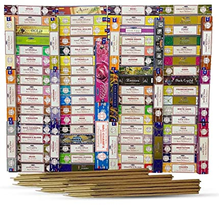 Satya Nag Champa Räucherstäbchen, sortiert, 12 Packungen à 15 g, für Meditation, Yoga, Heilung, Aromatherapie, Relxation, Spiritualität