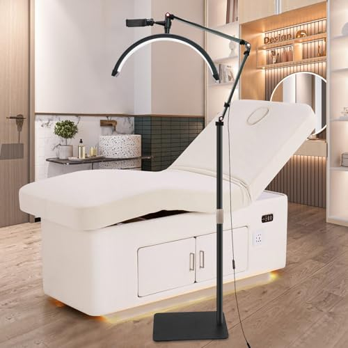 DESGNT LED Wimpern Lampe,Halbmond Lampe mit Telefonständer,Wimpernverlängerung lampe mit Kopf verstellbar um 360 °,3000K-6000K,Beauty Lichter für Tattoos,Maskenbildner,Schönheitsstudios,(Schwarz)