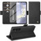 Giyer Handyhülle für Samsung Galaxy S24 5G Hülle mit Schutzfolie, Schutzhülle Galaxy S24 5G PU Leder Wallet Flip Case Standfunktion Kartenfach Klapphülle für Samsung S24 Full Cover (Schwarz)