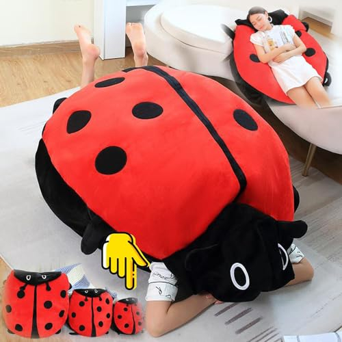 Big Bug Pillow Marienkäfer, Riesiges tragbares Marienkäferkissen, lustiges Marienkäfer-Kuscheltierkostüm zum Anziehen (60cm)