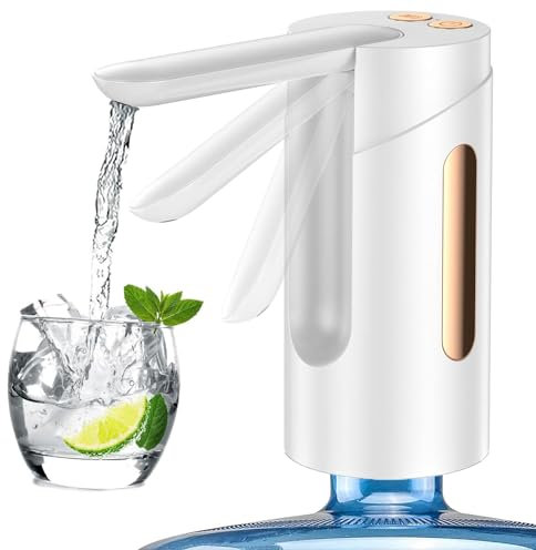 5L Water Bottle Pump Dispenser, Portable Water Pump Foldable Automatic Water Dispenser, USB Rechargeable Water Bottle Pump for 2-5L, Suitable for Home Office Camp Travel