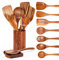 Tagtight Juego de 9 utensilios de cocina, cuchara de cocina, espátula, cuchara de madera para cocinar, cucharón espumante, cucharón para pasta, colador, cucharón sopa, utensilios de cocina - vajilla