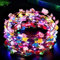 Sunshine smile 6 Pcs Leuchtender Haarkranz Blumen,Haarkranz Leuchtend,LED Blumenkranz Stirnband,Garland Stirnband Kinder,Haarband mit Blumen Madchen,Blumenstirnband Damen LED