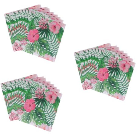 Mobestech 3er-sets Karnevalsdekor: Hawaii-servietten Mit Monstera-blumenmuster Einweg-partyservietten Bedruckt 20 Stück * 3