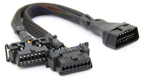 TsoLay 2 Pezzi 2 in 1 di Prolunga OBD2 OBDII A 2 Femmine Splitter Connessione Computer per Auto Presa di Conversione Presa 30 cm Accessori