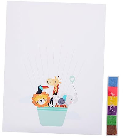 WHAMVOX Fingerprint Check-in Painting Kids Playset Thumbprint Tree Canvas Hot Air Balloon Decor Wedding Fingerprint Tree Animal Toys Chemical Fiber Canvas Material Baby Blank Guestbook