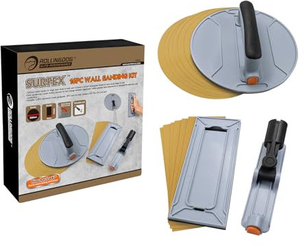 ROLLINGDOG Pole Sander-Hand Sander,Corner Sander,Radial Sander,Rectangular Sander,with 12PCS Oxide Mesh Sandpaper(2PC Each 80,120,240 Grit) for Wood,Metal Cleaning and Polishing