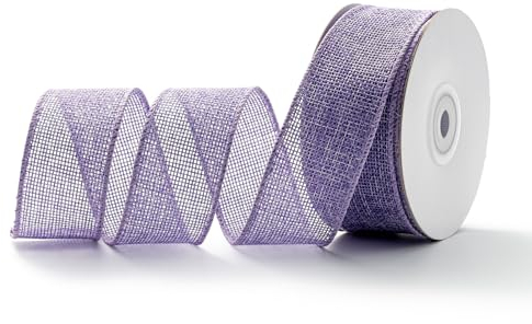 MORSUNBELA Geschenkband Lila Breit Draht Juteband Vintage Schleifenband mit Drahtkante Verdrahtet Sackleinen Decoband,3,8 cm x 9 M,Helles Lila