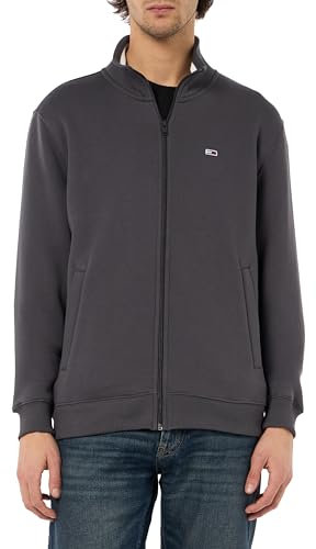 Tommy Jeans Herren TJM Reg Fleece Zip Thru EXT Dm0dm20340 Sweatshirt Mit Durchgehendem Reißverschluss, Grey (Washed Black), S EU