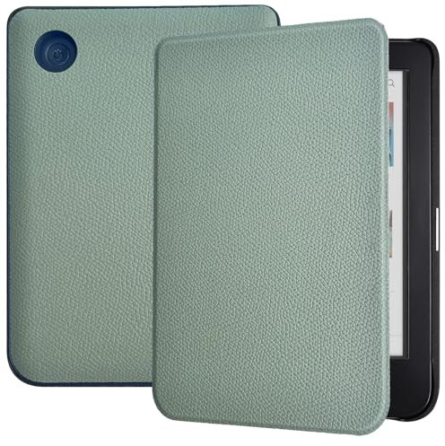 Caweet Coque pour Kobo Clara Colour/Kobo Clara BW 6 pouces version 2024, Ultra Léger PU Cuir Shell Cover avec fonction veille/réveil automatique, vert