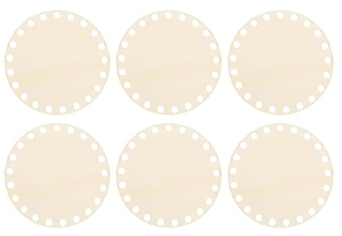 PATIKIL 4 Diameter Crochet Basket Bottom, 6Pcs Round Blank Crochet Knitting Wooden Base for DIY Craft Weaving Basket Making Supplies Home Decoration, Wood Color