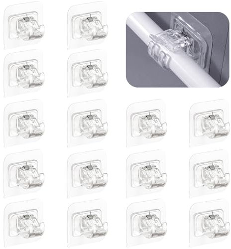 Coztie Gardinenhaken Selbstklebend, 16 Stück Selbstklebende Gardinenstangen Halterung, Transparente Gardinenstangenhalter Gardinen Halterung Ohne Bohren für Küche Badezimmer Transparente