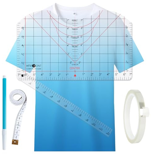 HTVRONT Tshirt Ruler Set for Heat Press, Vinyl Alignment, Center Design | For All Shirts Sizes and Neck Tshirt Measurement Template for Heat Press & Sublimation, Quick and Precise Design Alignment