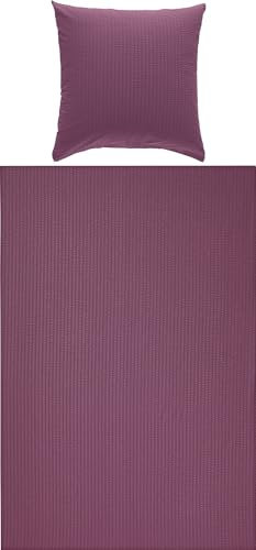 Erwin Müller Bettwäsche-Set Seersucker Uni Serie Rosenheim, Bettbezug, Kissenbezug aubergine Größe 80x80 cm / 135x200 cm - pflegeleicht, bügelfrei, mit Reißverschluss