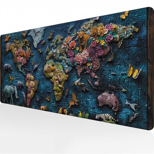Tapis de Souris de Jeu Grand Carte Monde Tapis de Souris XXL 900x400x2 mm Tapis de Bureau Lavable avec Base en Caoutchouc antidérapante pour Gamer Personnel de Bureau