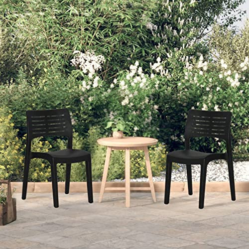 Xichuzi Gartenstühle 2 STK Balkon Stuhl, Outdoor Patio Dining Chairs, Stühle Für Die Terrasse, Gartenmöbel, Anthrazit Polypropylen