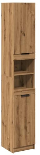 vidaXL Badschrank Artisan-Eiche 32x34x188,5 cm Holzwerkstoff, Badezimmerschrank, Badschrank hoch, Badmöbel, Badezimmermöbel, Badezimmerschrank hoch