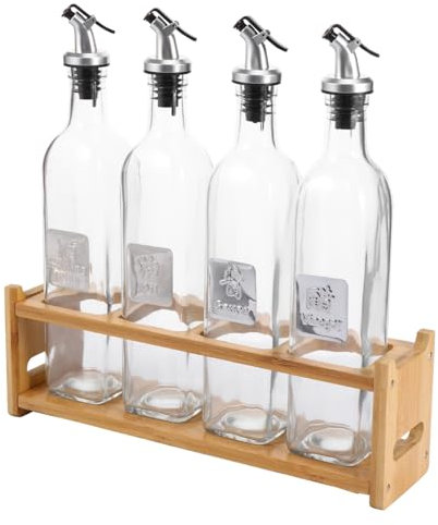 PAMINGONO 5piezas Botellas De Almacenamiento De y Vinagre De Inoxidable Soporte De Diseño Prueba De Fugas Para Cocina y Aderezos