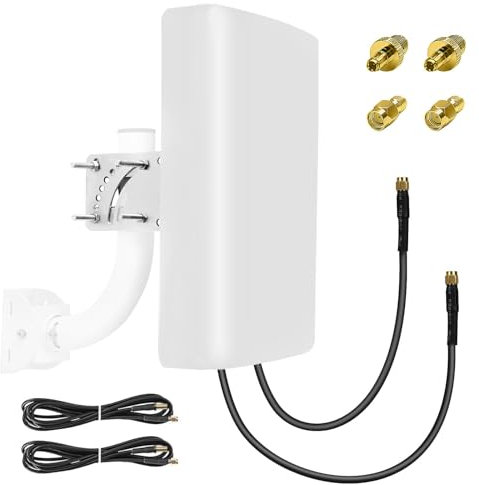 Maswell 4G 5G Directional MIMO Antenna Outdoor, High Gain 10dBi, 700-3800MHz Cellular Signal Enhancer with 10km Range, Dual SMA-Male LMR240 Equivalent Cables & TS9/RP-SMA