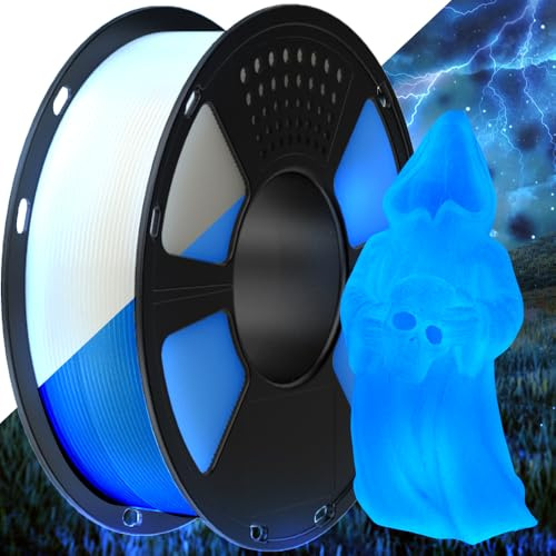 GEEETECH PLA Filament 1.75mm, Glows in the Dark Filament, 3D Drucker Filament 1kg Spool, Filament Leuchtend blau