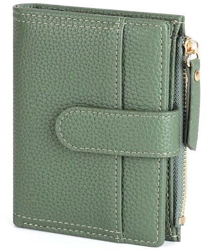 RRANCharltu Portefeuille Femme Cuir, Porte Monnaie Femme Petit Portefeuilles et Porte-Cartes avec Fermeture éclair Poche à Monnaie, Vert