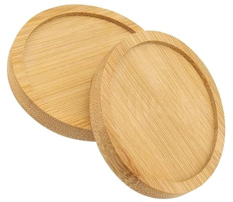 Dessous De Bougie en Bois,2 Pièces Support Bougie,Coupelle Bougie pour Les Mariages,Candle Plate en Bambou,Pour Mariage,Maison,Communion,Jardin Décoration