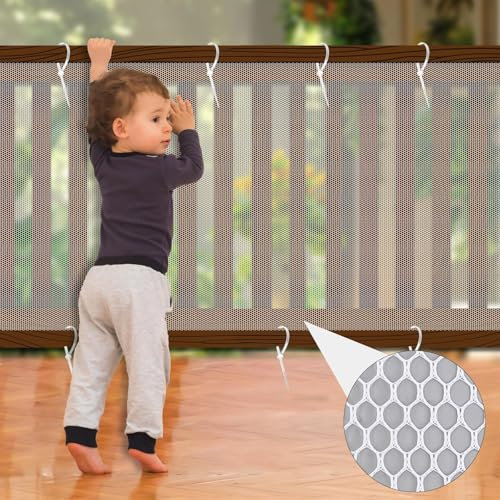 Child Safety Net, 10 x 3 ft Childproof Mesh Netting, Balcony Banister Stair Guard for Indoor and Outdoor Use, Railings, Stairs, Cribs and Balconies (3 x 0.9 m)
