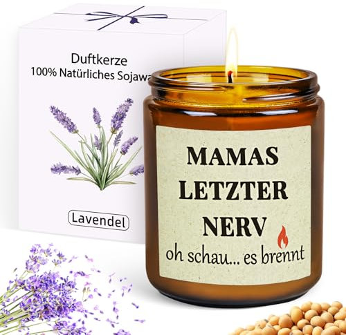 TUZELIYA Geschenke für Mama - MAMAS LETZTER NERV Stumpenkerzen Mama Geschenk - Muttertagsgeschenke für Frauen von Tochter Sohn - Geschenke für Beste Mama zum Geburtstag Muttertag Ostern Weihnachten