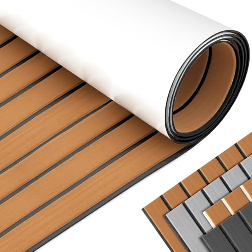DHWGang Yacht Imitation Teak Bodenmatten, rutschfest, Bequem, mit Selbstklebender Rückseite, Selbstklebende Matte für Yachten, Segelboote, Fischerboot, Wohnmobil, Gärten, Böden Eva Schaumstoffbelag