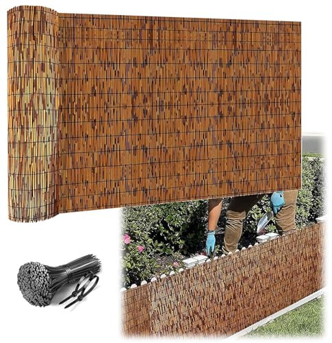 Generisch Gartenzaun Sonnenschutz Schilfrohrmatte Windschutz Schilfmatte - Gerader Aufbau Für Balkonverkleidung & Raumteiler - Langlebiger Umweltfreundlich