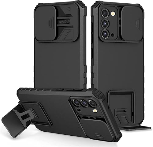 Funda para Samsung Galaxy Note 20, Carcasa Protección Deslizante para la Cámara, con 360 Grados Full Body Anti-Shock Anti-arañazos Case Protector Bumper Silicona y Armor Soporte Carcasa, Negro