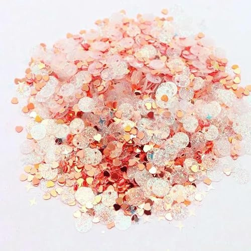 Glitzernde Paillettenmischung, Stern- und Herzpailletten, lose Pailletten für Shaker-Karten, Nagelkunst, Scrapbooking, Dekoration, Make-up, Konfetti-Rot, 10 g