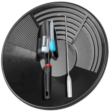Uanqfegy Kit d'orpaillage Efficace 5 pièces-poêle à Or à 3 rainures pour débutants équipement de Prospection Complet avec Pelle et Outils