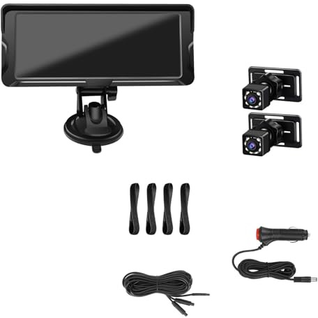 Fawfose Baby Car Camera 1080P Dual Channel with Wide Angle and Night Vision for Backseat, Enhanced Safety Monitor for Car Fit for Seat in Dark, 6.86 Inch Monitor - Baby (blue)