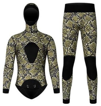 TIKATARER Muta da Sub da 3 Mm Muta con Cappuccio da Uomo SCR Set in Neoprene con Cappuccio Staccabile Pettorina Design Termico Ispessito per Pesca Subacquea Surf Apnea Autunno Inverno (XL)