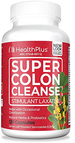 Health Plus 10 Day Super Colon Cleanse -Detox -Laxative | 120 Capsules, 60 servings
