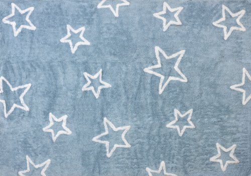 100% Baumwolle Teppich Maschine waschbar für Aratextil. Colección Estrella Celeste 120x160 cms