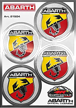 Abarth - 21504 - Adesivi Copriruota Ufficiali, 4 Scudetti, Diametro 48 mm