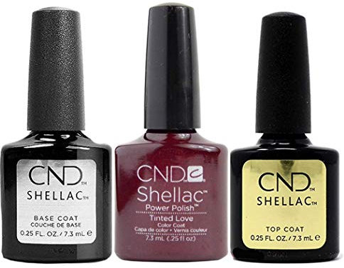 CND Shellac UV/LED Power Polish, Top/Base/Tinted Love 7.3 ml - Pack of 3