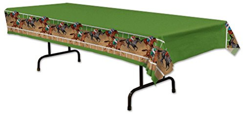 Beistle Horse Racing Tablecover, 54 by 108-Inch, Multicolor