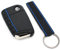 Finest Folia Schlüssel Hülle + Keytag VB für 3 Tasten Auto Schlüssel Silikon Cover (Schwarz Blau)