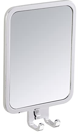 WENKO Antibeschlagspiegel Premium Plus - beschlagfreier Duschspiegel, Rasierspiegel, Edelstahl rostfrei, 13.5 x 20.5 x 6.5 cm, Glänzend