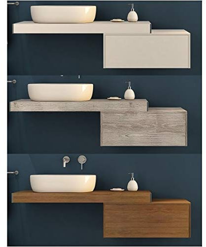 Bagno Italia Mensola porta lavabo cm 60 per arredo bagno bianco o rovere tabacco anche in altre misure e con cassettiera I