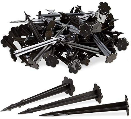 Relaxdays 500er Set Erdnägel Kunststoff, Erdanker zur Fixierung von Bodengewebe, Befestigungsanker für Sand, Erde & Wiese, schwarz