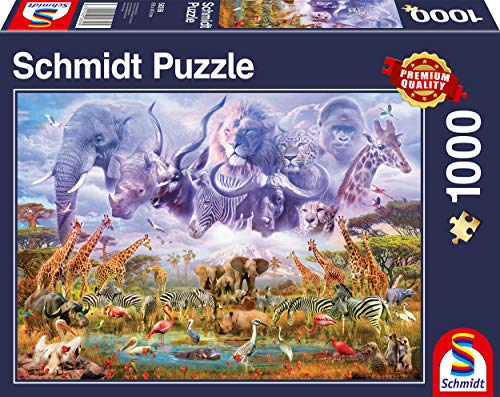 Schmidt Spiele 58356 Tiere an der Wasserstelle, 1000 Teile Puzzle