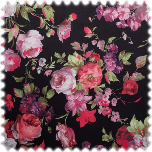 Heiro Samt Velours Möbelstoff mit Fleckschutz (Rose Schwarz)