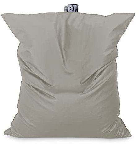 HAPPERS Sitzsack XXL Kunstleder Indoor Hellgrau mit Füllung für den Innenbereich. Riesiges Kissen, vielseitig, kann als Ersatz für das Sofa oder auch das Bett verwendet, Big Puff