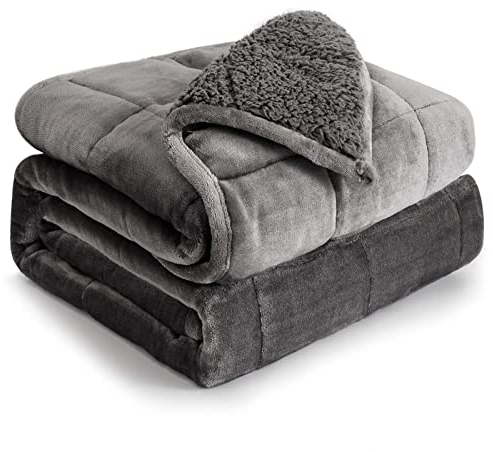 Cottonblue Gewichtsdecke, 6,8 kg, Queen-Size-Größe, Flanell, Shaggy, Sherpa, gewichtete Decke für Erwachsene, Bequeme gewichtete Decken zum Beruhigen und Entspannen, schwere Bettdecken, 152,4 x 203,2