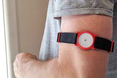 CGM Clips UK - Sensor Armband Holder/Protector Compatible with Freestyle Libre 1/2 (Red/Black)